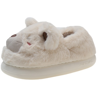 可爱小熊毛绒保暖棉拖鞋