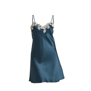 LP丝滑性感真丝睡裙女夏季重磅100%桑蚕丝吊带睡衣纯色蕾丝家居服