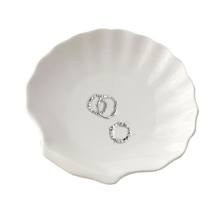 ins风白色陶瓷贝壳碟玄关钥匙收纳盘首饰展示盘香薰蜡烛托盘摆件