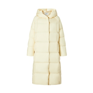 商场同款 摩萨克冬款休闲基础感连帽长款白鸭绒羽绒服女