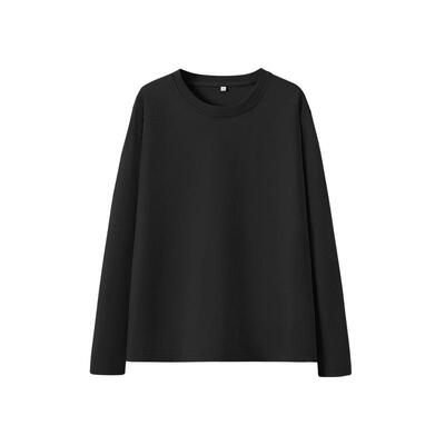班尼路纯棉圆领长袖T恤女2025秋冬新款纯色基础款宽松内搭打底衫Q