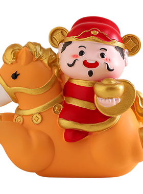 马上有钱财神爷桌面摆件办公室工位好物装饰品情绪稳定器生日礼物