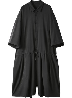 PINLI品立暗黑宽连体宽松松短裤