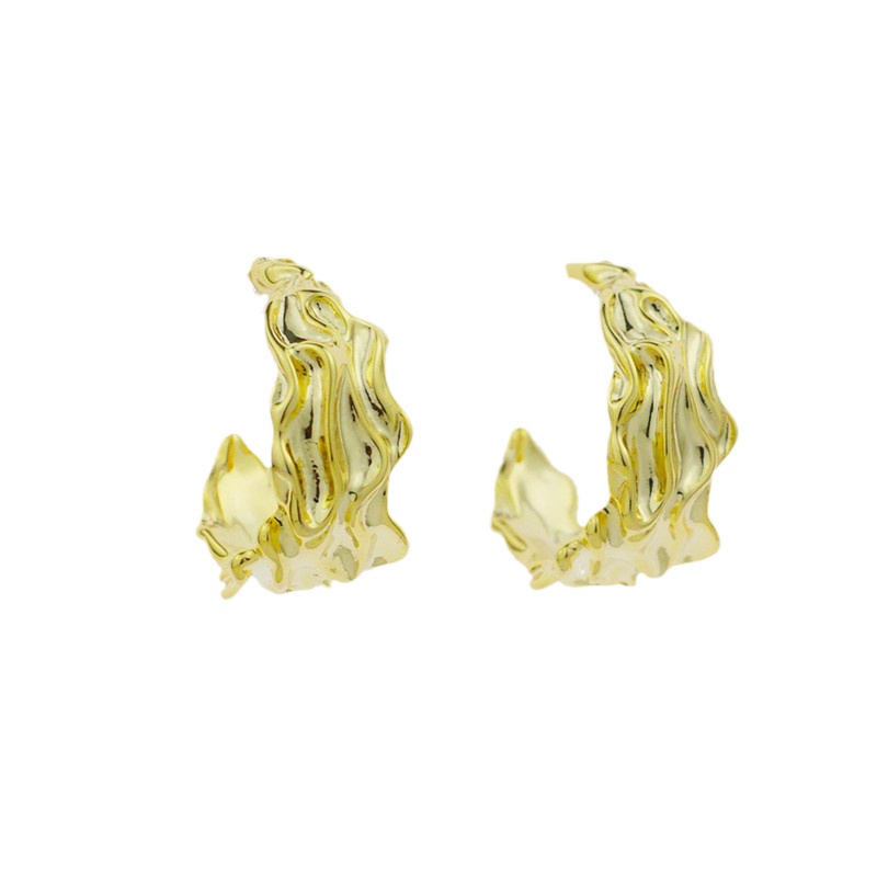 CIX肌理金屬/金色質(zhì)感圈圈蚊香盤耳夾無耳洞耳飾女港風(fēng)氣質(zhì)耳環(huán)銀