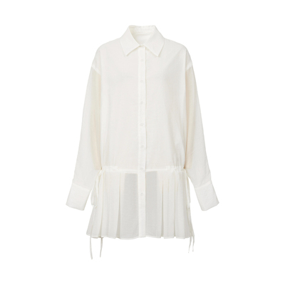 Defined.Z/ZD [茧序] 26春 百褶下摆细纱中长款系带薄风衣外套