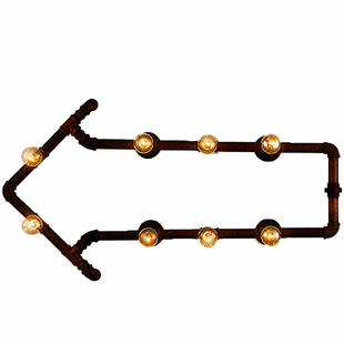 水管壁灯创意书架loft复古工业水管灯咖啡厅酒吧箭头灯水管置物架