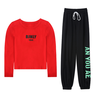 夏季广场舞新款纯棉运动短袖套装