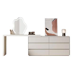 实木黑色梳妆台卧室现代简约轻奢高级感床尾斗柜一体可伸缩化妆桌