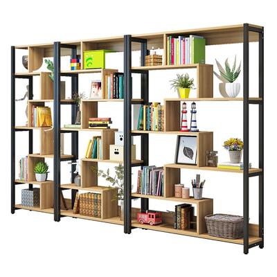 书架落地置物架铁艺多层工业风钢木展示架办公室隔断学生简易书柜