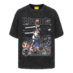 摇滚计划美式T恤 球星科比库里爱德华兹印花短袖纯棉街头半袖