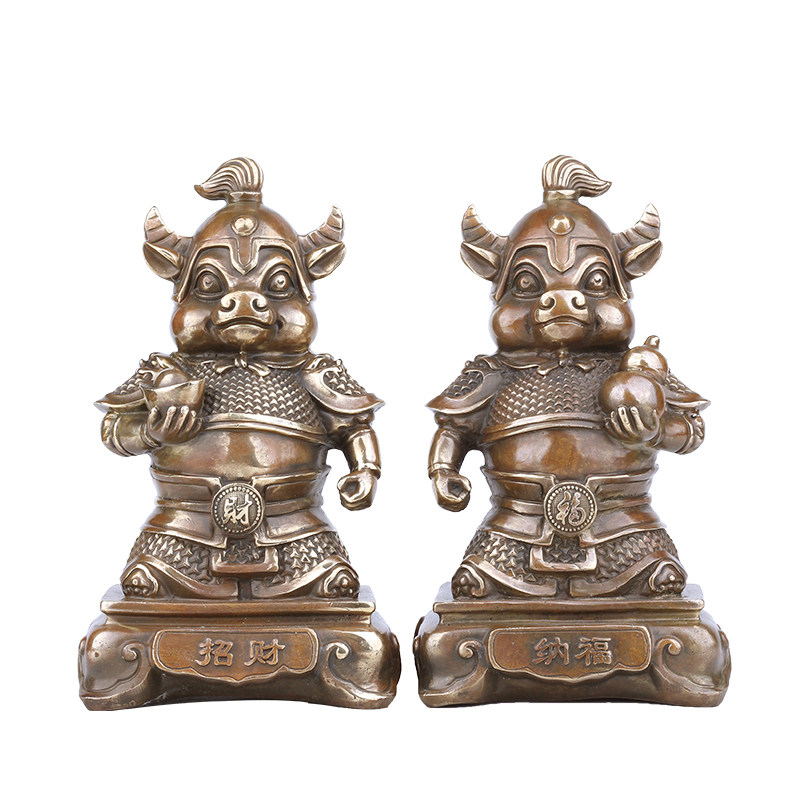 黄铜中式风办公室桌面牛年工艺品
