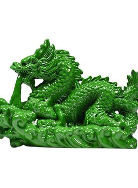 实木雕刻青龙摆件补角装饰工艺品