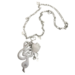 甜酷少女音符翅膀皮质长项链y2k辣妹亚文化毛衣链个性友朋锁骨链