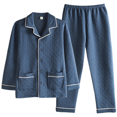 春秋季男士居家夹层睡衣