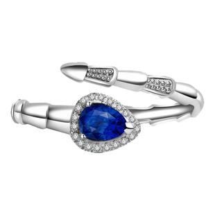 FIICCI菲伊奇 天然皇家蓝蓝宝石18K金蛇钻石戒指38女神节妇女节礼