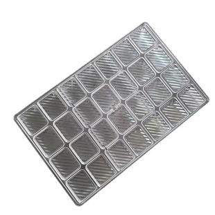 28连长方片状长方形小排块巧克力模具慕斯斜纹黑巧薄片PC烘焙模具