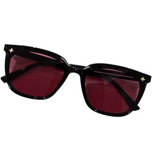 黑框紫粉墨镜女款防紫外线高级感2025年新款大脸显脸小太阳眼镜男