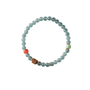 shannai原创「绿肥红瘦」新中式天然A货蓝水翡翠手串南红串珠手链