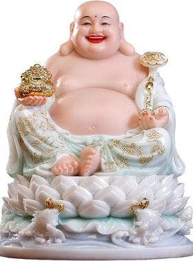 水浪莲花弥勒佛汉白玉笑佛大肚佛