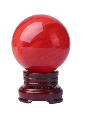 纯天然红水晶球客厅玄关招财摆件