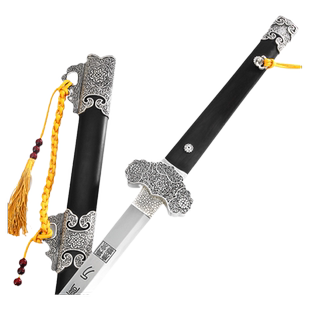 正品龙泉宝剑定业唐横刀花纹钢一体刀剑户外刀具防身冷兵器未开刃