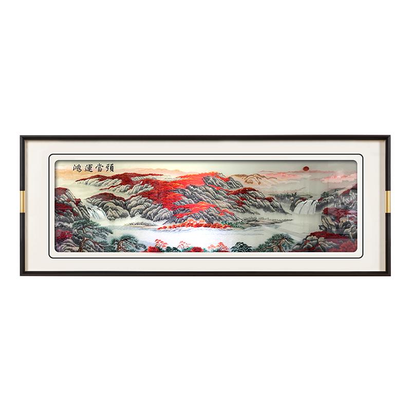 客厅挂画手工苏州刺绣成品新款鸿运当头壁画高端沙发背景墙装饰画