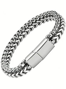 美式古巴钛钢男士手链不掉色刻字
