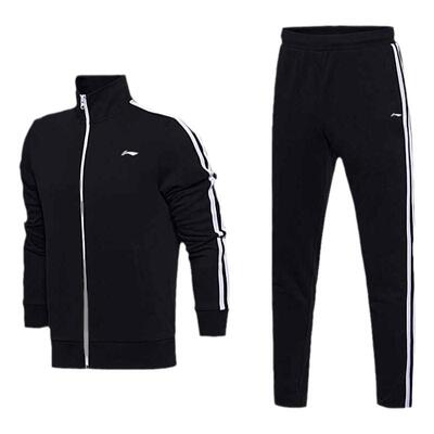 李宁男装运动套装春秋款长袖长裤开衫跑步休闲装健身服AWEN049