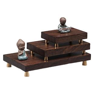 新中式实木底座托架花瓶佛像石头茶具香炉盆景财神工艺品摆件加高