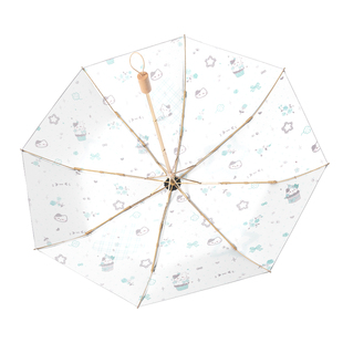 Cikatu西卡图小众薄荷高颜值自动伞女超强防晒晴雨两用伞结实耐用