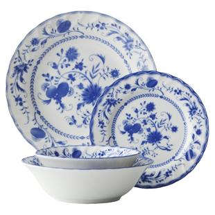 日本进口美浓烧陶瓷餐具萨克森蓝蘸酱碟水果盘子小钵汤面碗饭碗