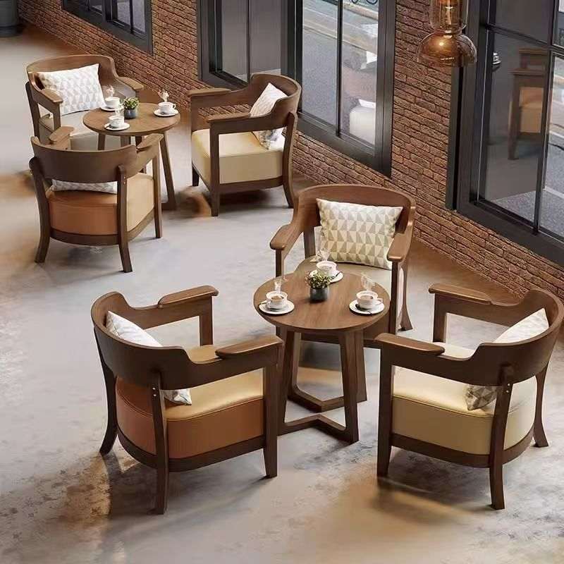 咖啡厅奶茶店甜品店书吧洽谈接待会客休闲区沙发桌椅组合简约清新