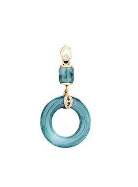 复古如意平安扣吊坠女新中式时尚气质挂坠碧绿玉石圆环百搭锁骨链