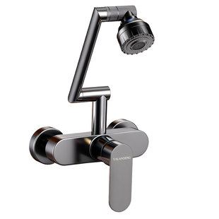 精铜厨房入墙式水龙头冷热二合一洗菜盆洗碗池万向旋转折叠混水阀