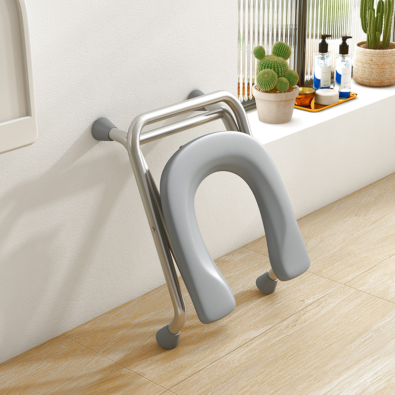 U型不锈钢折叠老人座便凳卫生间坐的中空凳子家用坐便椅结实防滑