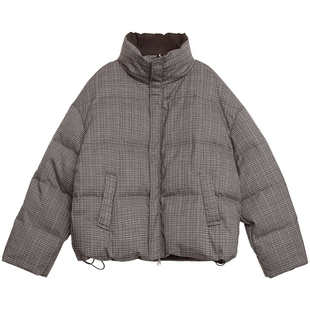 CV大码女装冬季新款复古双面穿立领羽绒服90白鸭绒保暖外套女胖mm