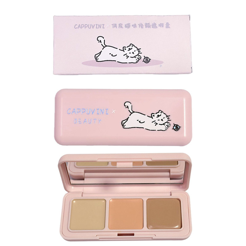 俏皮猫咪三色遮瑕盘遮黑眼圈