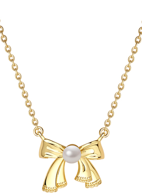 周六福流光蝴蝶结项链女S925银链坠轻奢小众送女友本命年礼物