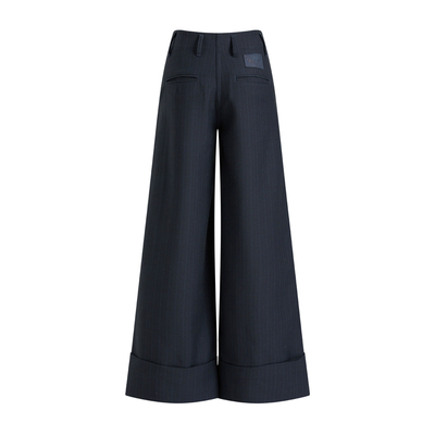 butai iki 可机洗含羊毛暗条纹西装裤翻褶休闲阔腿长裤女26新款