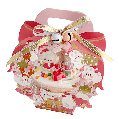 圣诞节粉金慕斯球手提盒花环装饰