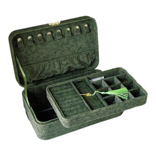 全新丝绒双层带锁首饰盒珠宝项链手镯饰品收纳防氧化防丢失配钥匙