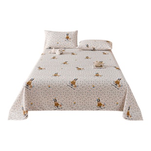 新款工艺款印花老粗布纯棉床单学生宿舍单品床单亲肤凉席三件套