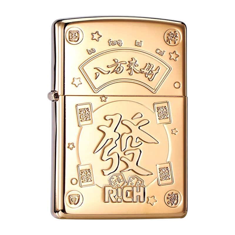 ZIPPO镀金八方来财原装正品