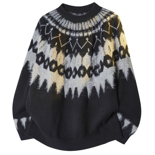 男士黑色美式圣诞毛衣男套头费尔岛毛衫新年战袍冬季外套2025新款