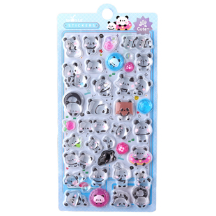 日系可爱熊猫3D立体水晶浮雕贴画sticker卡通动物手机壳装饰贴纸