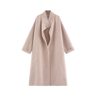 【缇雅】奢暖亲肤桑蚕丝羊毛牦牛绒双面呢随性立领廓形长款大衣10