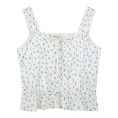 solighter法式碎花吊带小衫