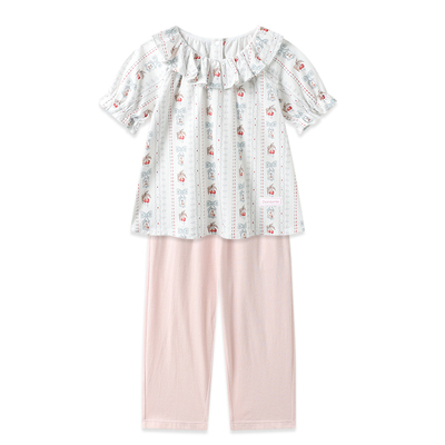 Domiamia女童睡衣儿童短袖长裤家居服套装春夏居家透气薄款空调服