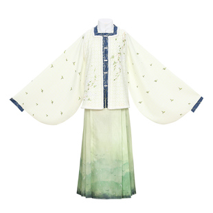 花朝记 晴山月汉服原创设计 秋冬明制比甲竖领袄印花山水马面裙