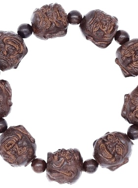 越南沙沉木沉香木雕刻貔貅手串